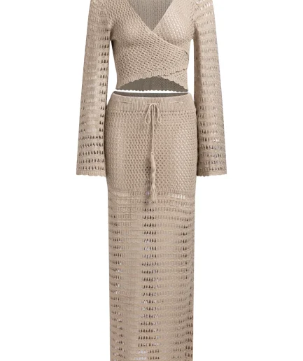 Beige Knitted Two-Piece Set