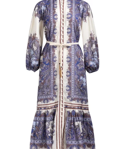 Sleek Blue Patterned Dress