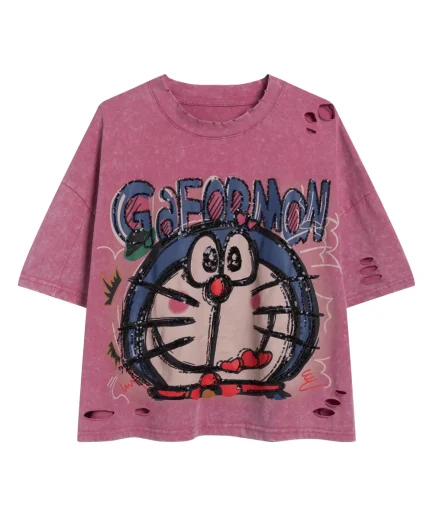 Pink Graphic Cat T-Shirt