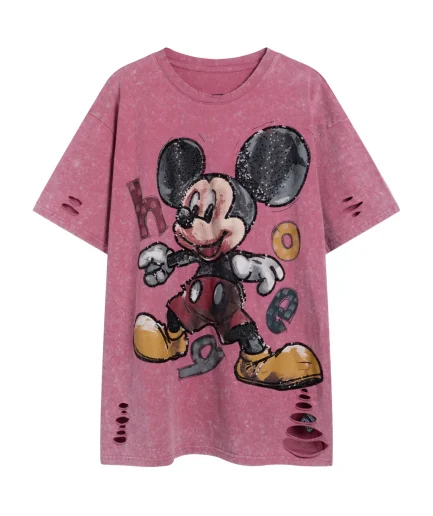 Soft Pink Mouse Graphic T-Shirt